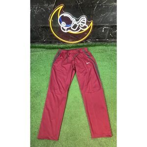 Vintage Nike‎ Y2K Burgundy Mens Jersey Type Joggers size LG Wide Leg Baggy